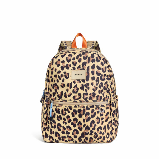 State Bags Popular - Kane Kids Double Pocket Backpack Recycled Poly Canvas Leopard