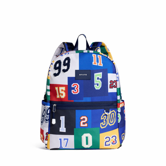 State Bags Popular - Kane Double Pocket Backpack Recycled Poly Canvas Varsity Numbers