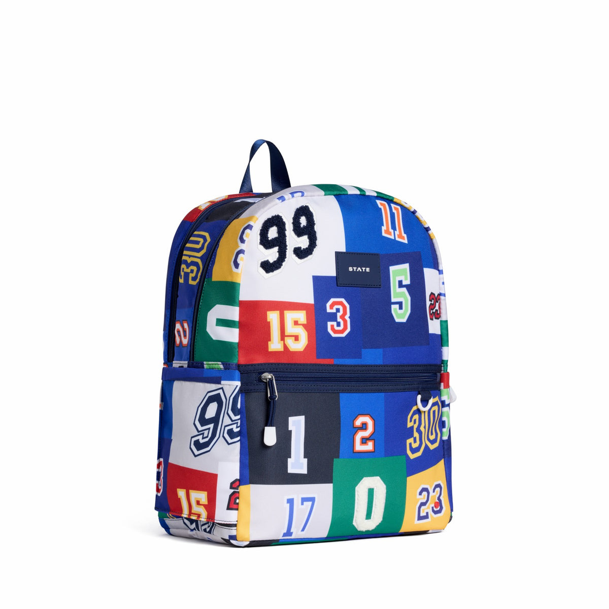 State Bags Popular - Kane Double Pocket Backpack Recycled Poly Canvas Varsity Numbers