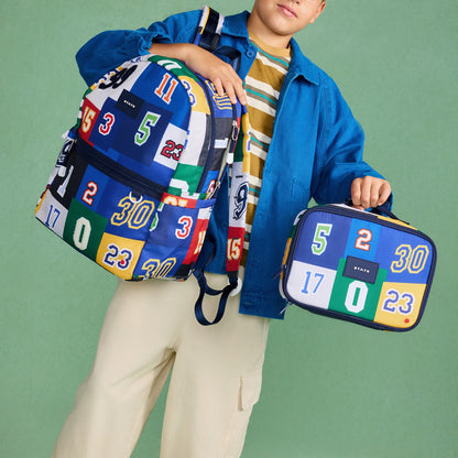 State Bags Popular - Kane Double Pocket Backpack Recycled Poly Canvas Varsity Numbers
