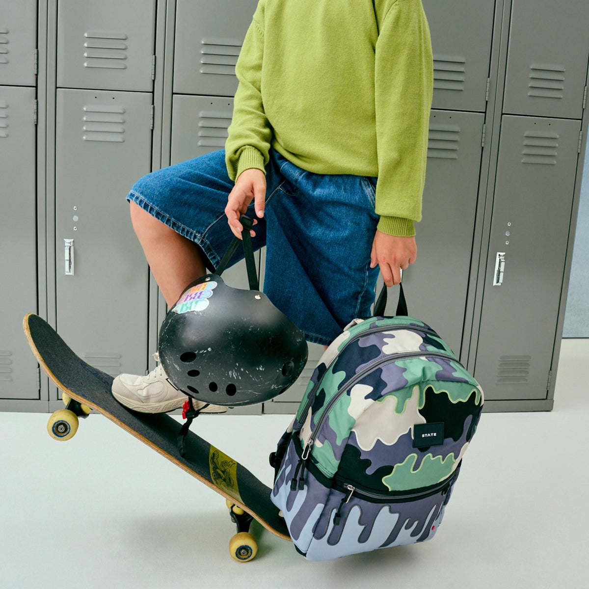 State Bags Deals - Kane Kids Double Pocket Backpack Printed Canvas Camo Drip